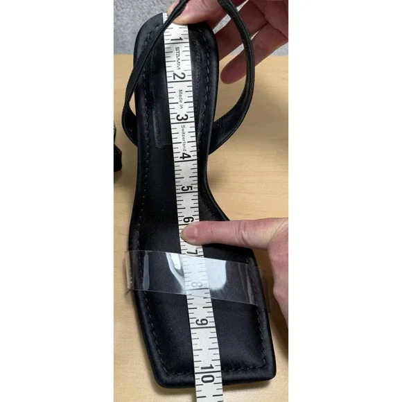 Good American Heels Womens 8.5 Open Square Toe Sling Back Crystal‎ GA120KD - Picture 9 of 13